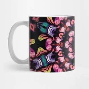 Pink Floral Fractal on Black Mug